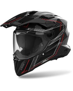 Airoh Commander 2 Stylish Full Carbon Black Grey Red Full Face Adventure Helmet
