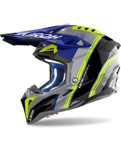 Airoh Aviator 3 Hima Blue Yellow Motocross Helmet
