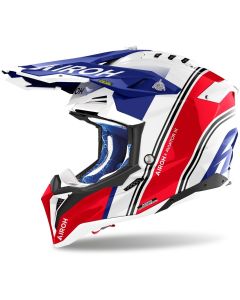 Airoh Aviator 3 Hima White Blue Red Motocross Helmet