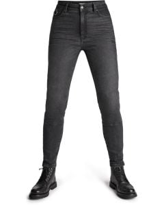 Pando Moto Kaya Slim Ladies Grey Motorcycle Jeans