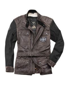 Black-Cafe London Retro Negro Marrón Chaqueta Cuero