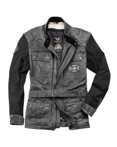 Black-Cafe London Retro Gris Oscuro Chaqueta Cuero
