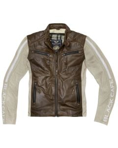 Black-Cafe London Toronto Blanco Marrón Oscuro Chaqueta Cuero