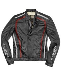 Black-Cafe London Seoul Negro Blanco Rojo Chaqueta Cuero