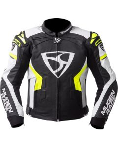 MUGENRACE Marcus Black White Fluo Yellow Leather Jacket