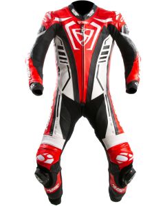 MUGENRACE Predator Black White Red Perforated 1PC Leather Motorcycle Suit