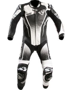 MUGENRACE Sidegun Black White Perforated 1PC Leather Motorcycle Suit