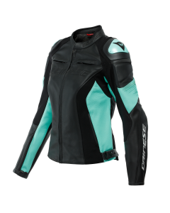 Dainese Racing 4 Lady Leather Schwarz Acqua Grün Jacke