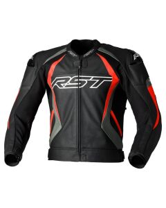 RST Tractech Evo 4 Leather Jacket Black Grey Fluo Red