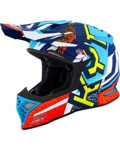 KYT Skyhawk Hyperflow Matt Blue Red Motocross Helmet