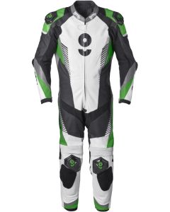 gms GRC-1 Black White Green 1PC Leather Motorcycle Suit