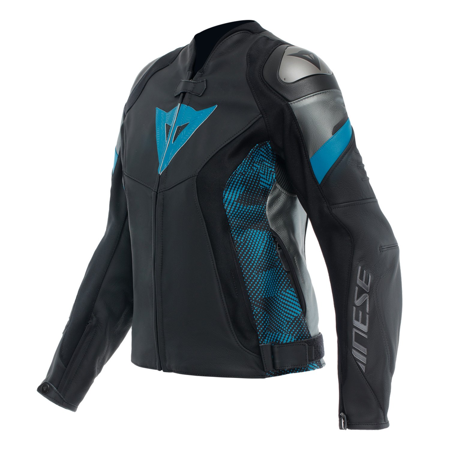 Dainese Avro 5 Lederjacke Damen Schwarz Petrol Anthrazit Größe 38