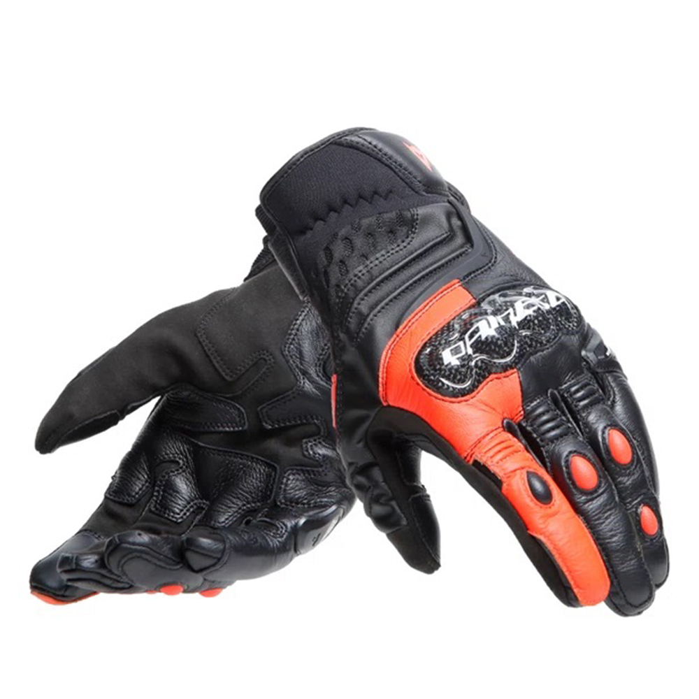 Dainese Carbon 4 Short Schwarz Fluo Rot Handschuhe Größe L
