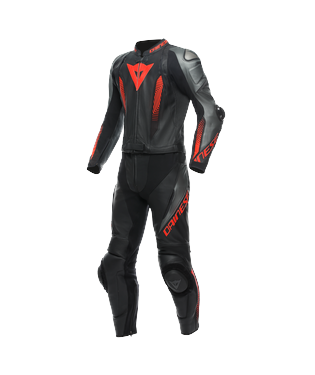 Dainese Laguna Seca 5 Schwarz Anthrazit Fluo Rot 2-Teiler Kombi Größe 58