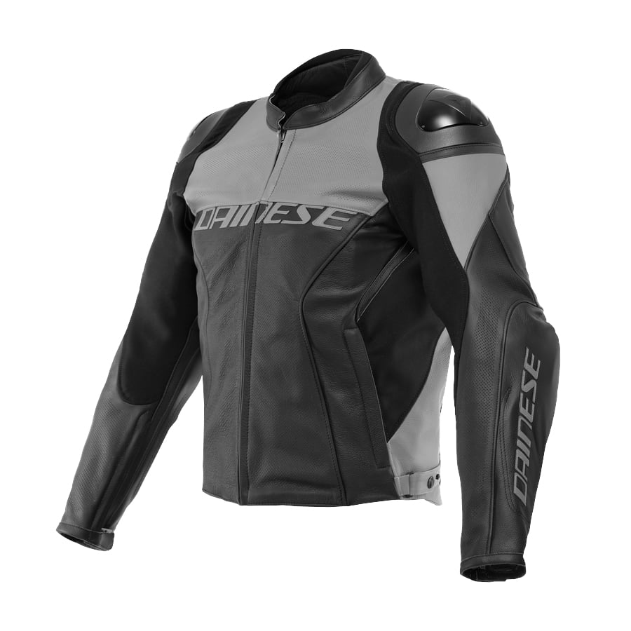 Dainese Racing 4 Perforated Leather Jacket Black Charcoal Gray Size 46