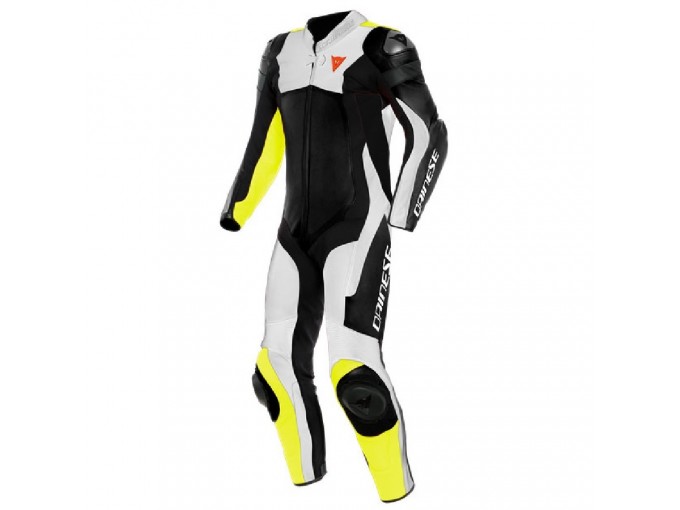 Image of Dainese Assen 2 Perforated Black White Fluo Yellow 1 Piece 52