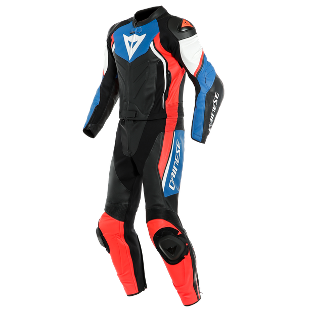 Image of Dainese Avro D2 Black Light Blue Fluo Red 2 Piece 46