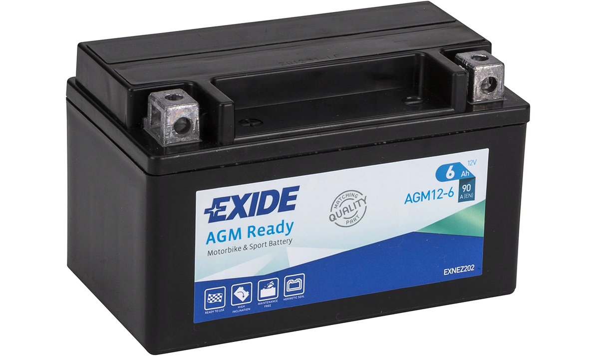 Exide AGM12-6 Batería De Moto Libre Mantenimiento