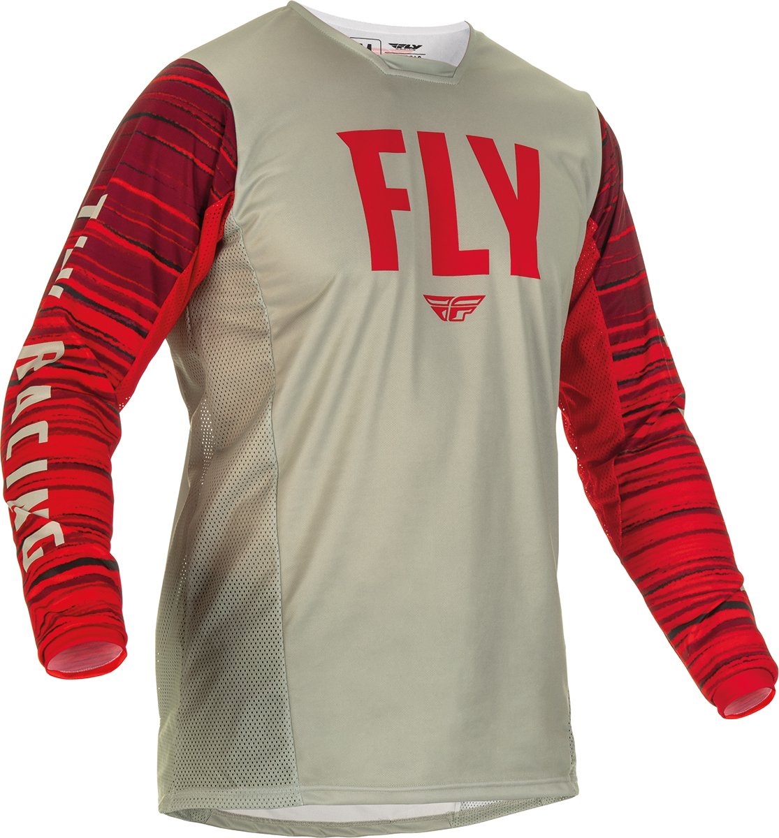 FLY Racing Kinetic Wave Jersey Light Grey Red Size S