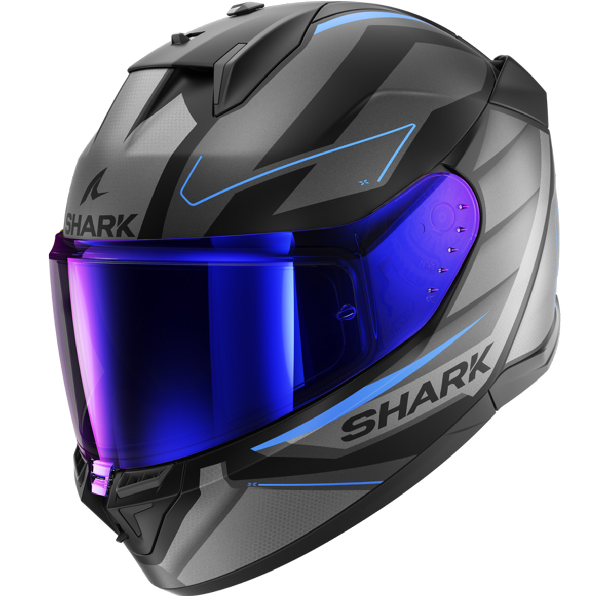 Shark D-Skwal 3 Sizler Mat Schwarz Anthrazit Blau KAB Integralhelm Größe L