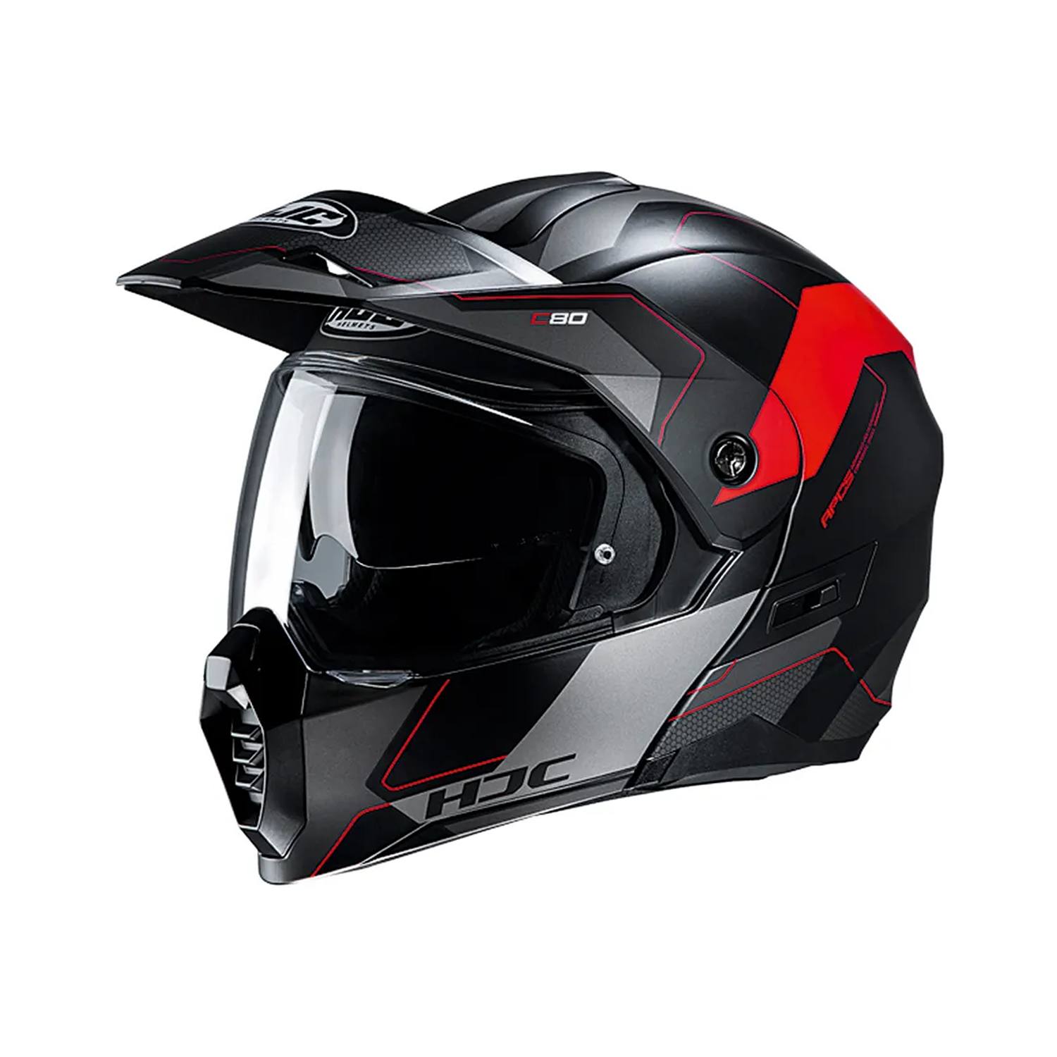 HJC C80 Rox Schwarz Rot Adventure Helm Größe XS