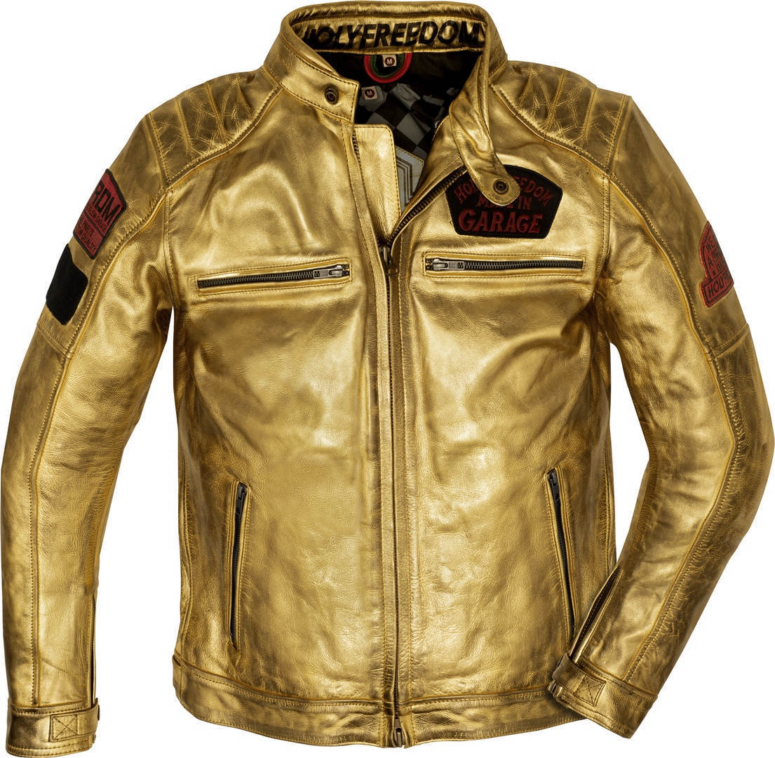 HolyFreedom Zero Lingotto Gold Motorrad Lederjacke Größe XL