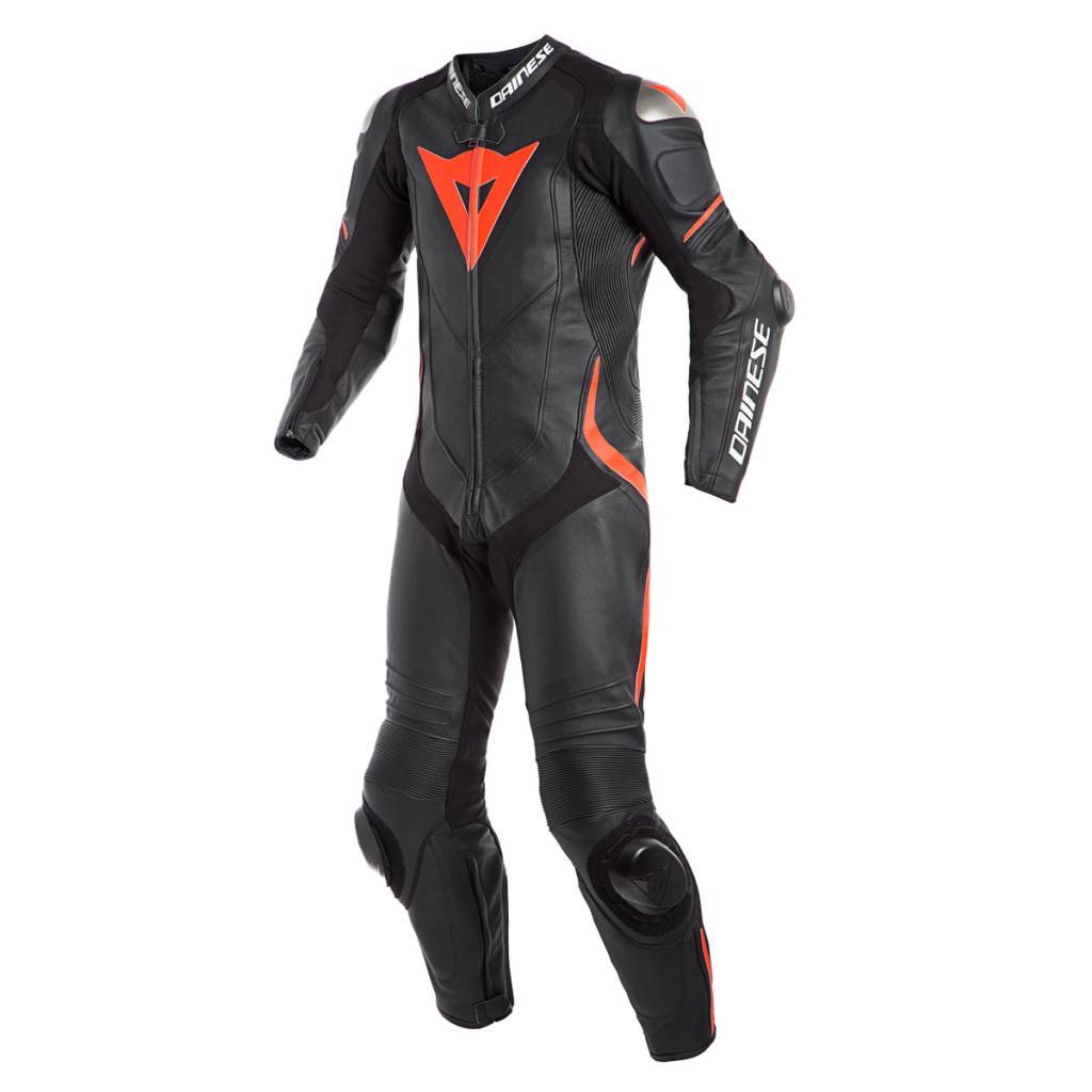 DAINESE LAGUNA SECA 4 PERF. BLACK BLACK FLUO RED 1 PIECE MOTORCYCLE SUIT male