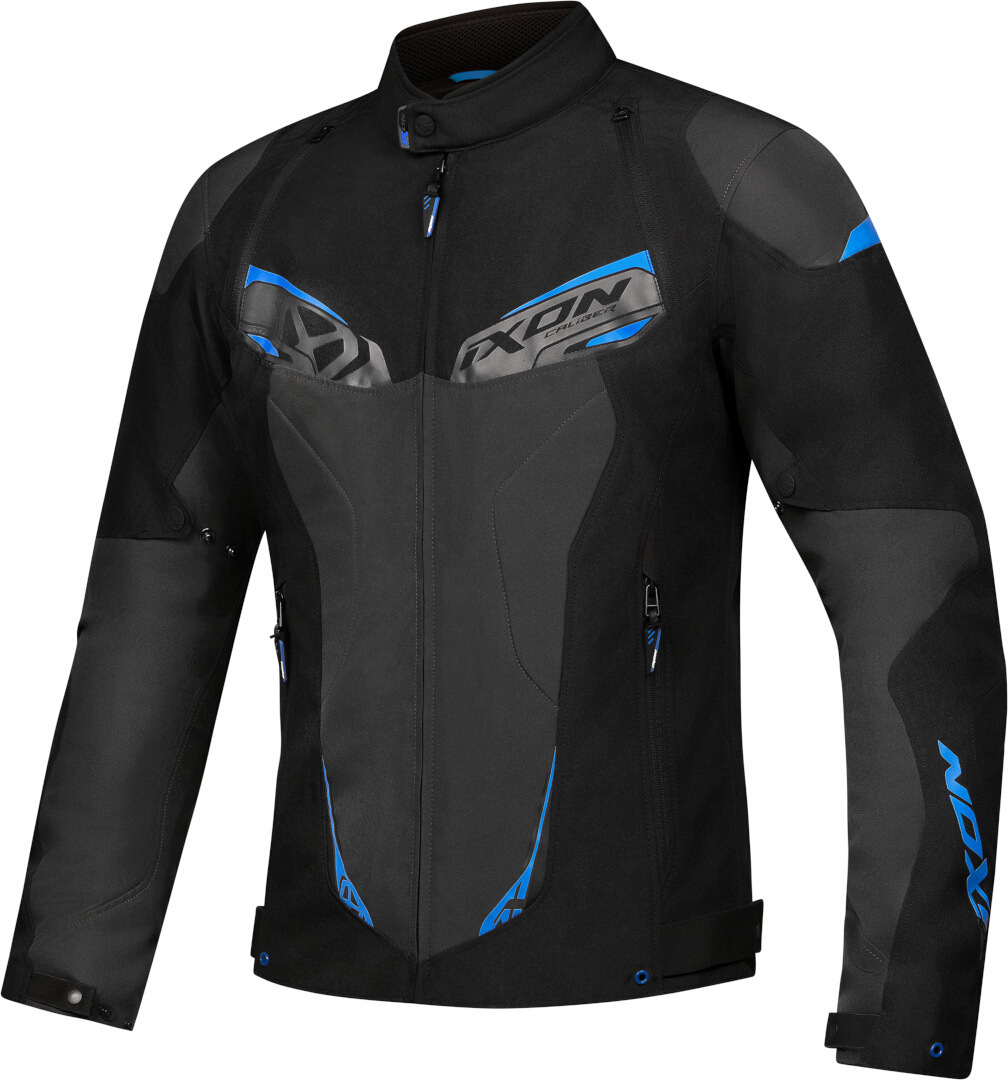 Ixon Caliber Schwarz Anthrazit Blau Wasserdichte Motorrad Textiljacke Größe 4XL