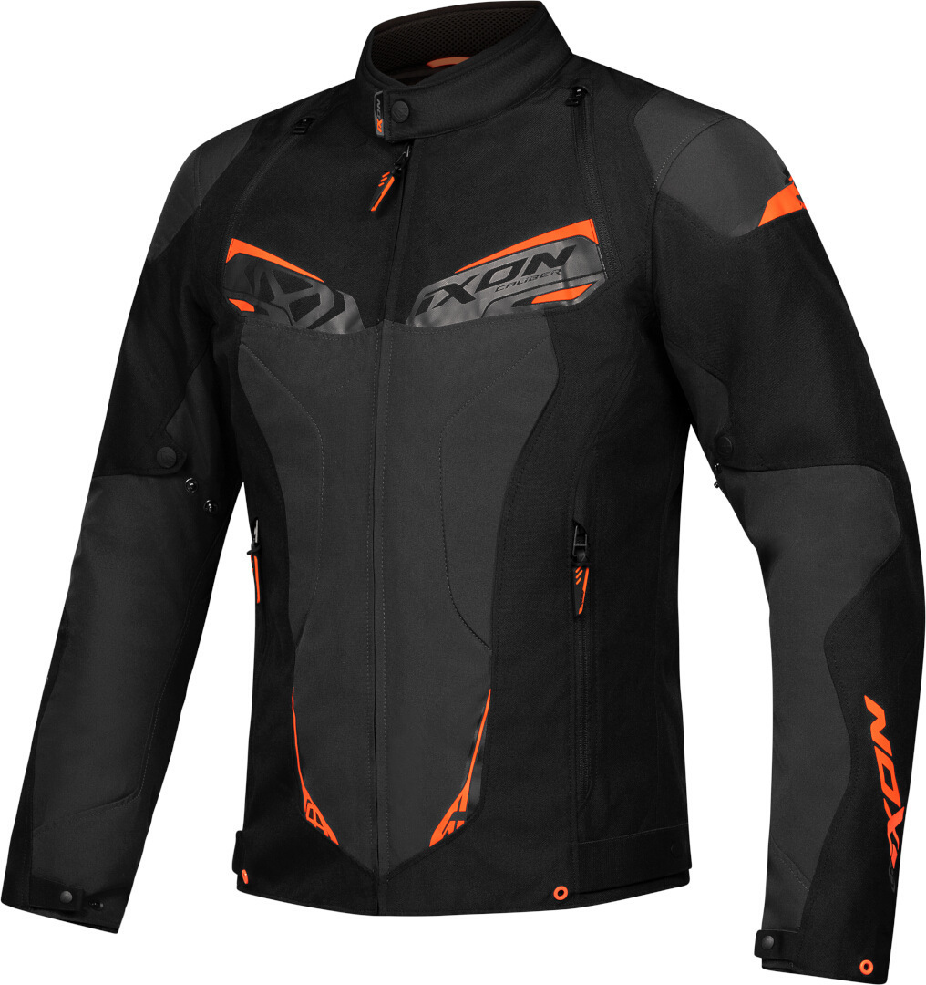 Ixon Caliber Schwarz Anthrazit Orange Wasserdichte Motorrad Textiljacke Größe L