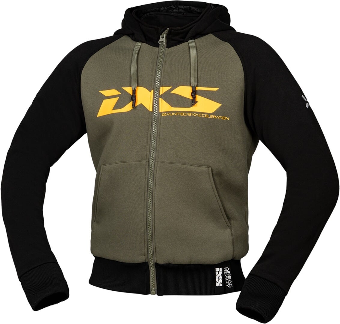 IXS Rapid 1.0 Grün Orange Motorrad Zip Hoodie Größe 3XL