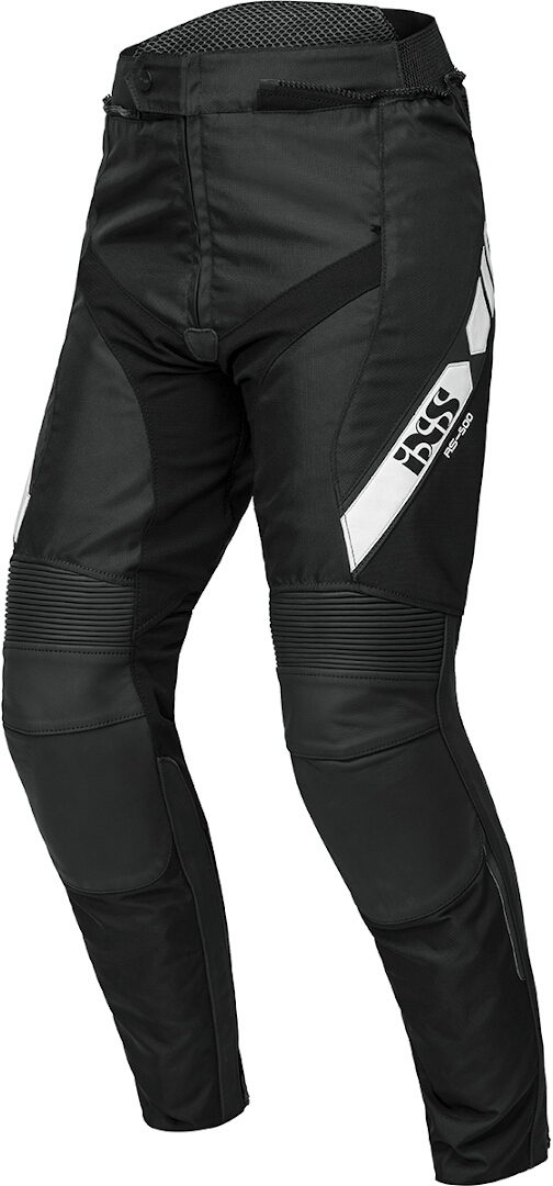 IXS RS-500 1.0 Schwarz Weiß Motorrad Leder-/Textilhose Größe 48