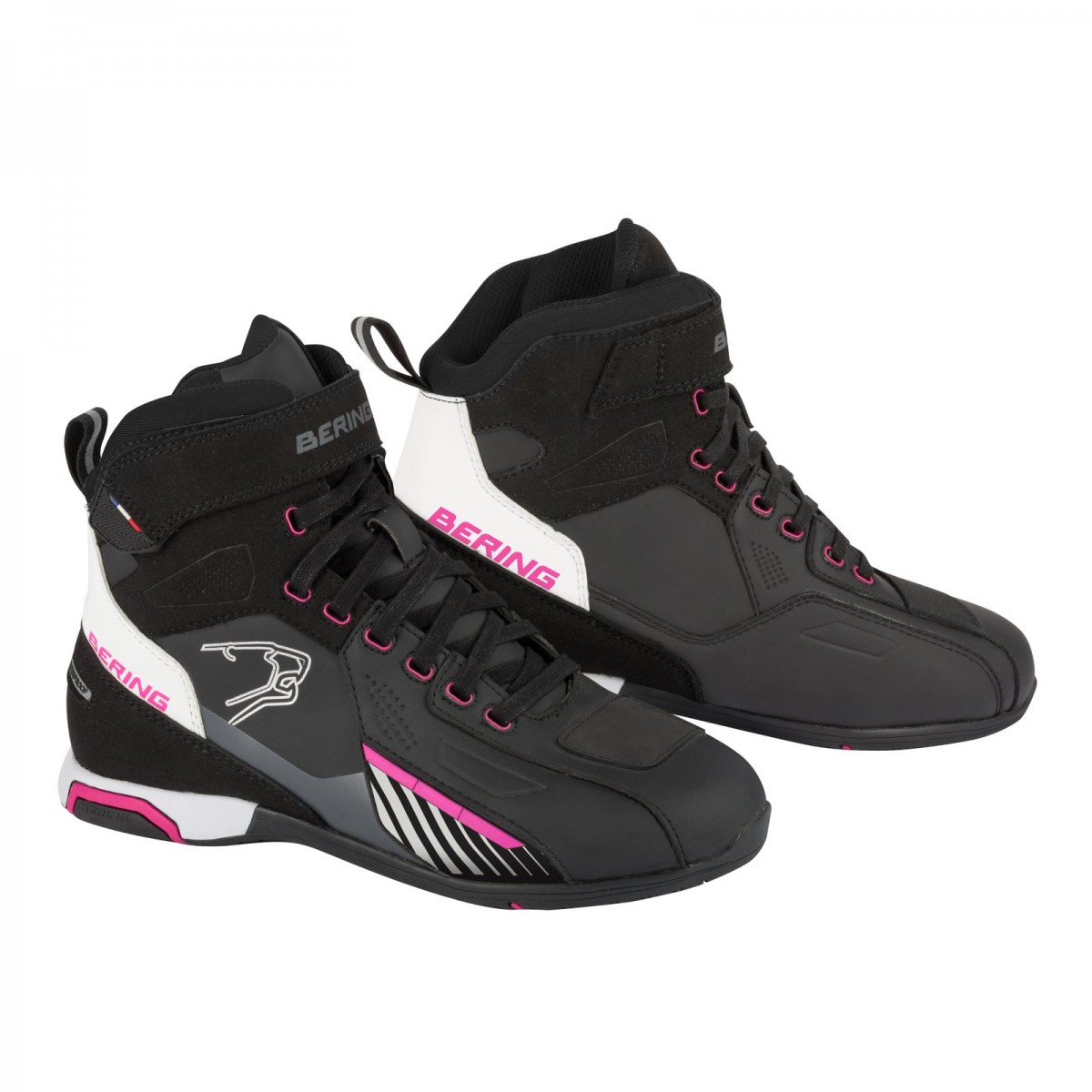 Bering Tiger Chaussures Moto Femmes Noir Blanc Fuchsia 36