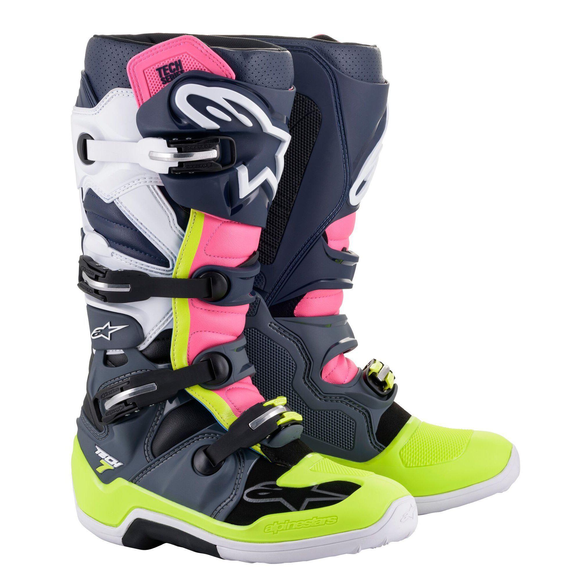 Alpinestars Tech 7 Dark Gray Dark Blue Pink Fluo US 11 male US 11