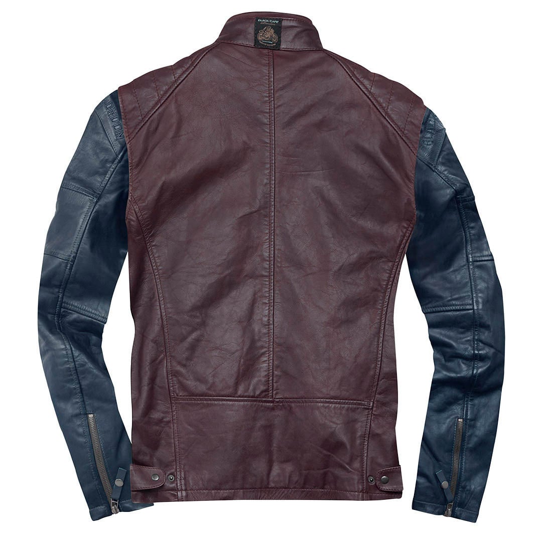 Black-Cafe London Firenze Rood Blauw Leren Motorjas Maat 52