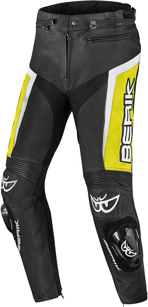 Berik Misle Schwarz Weiß Gelb Motorrad Lederhose Größe 54