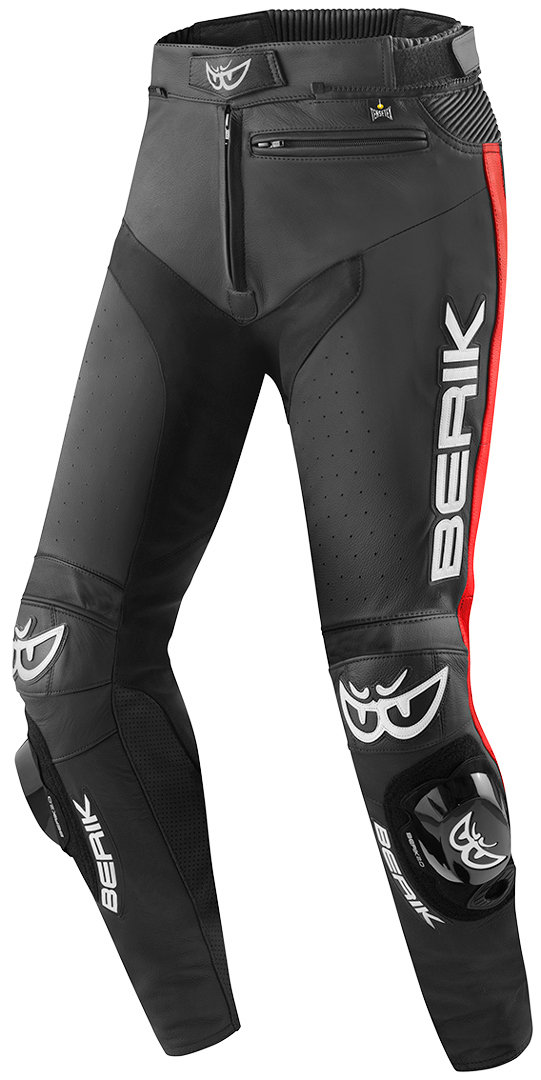 Berik Track Schwarz Rot Motorrad Lederhose Größe 56
