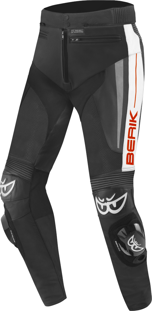Berik Kendo Schwarz Weiß Rot Motorrad Lederhose Größe 52