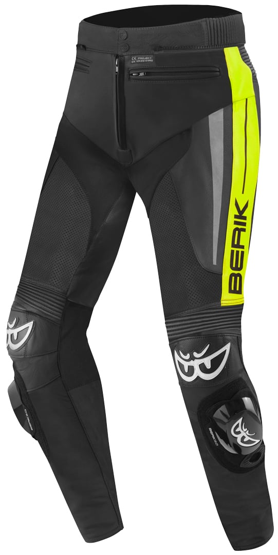 Berik Kendo Schwarz Neon Motorrad Lederhose Größe 54