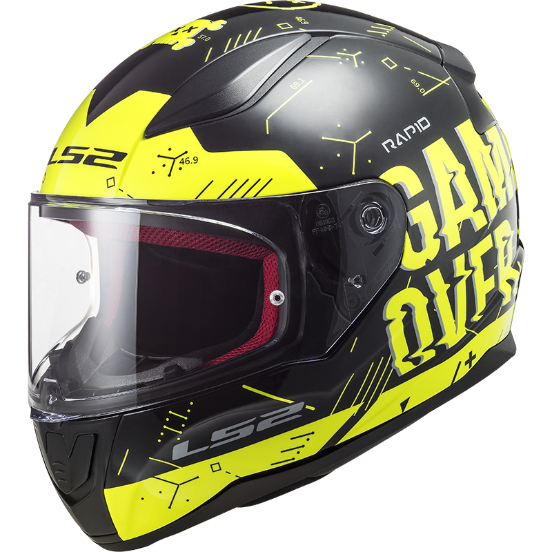 LS2 FF353 Rapid Player H-V Gelb Schwarz Integralhelm Größe 2XL