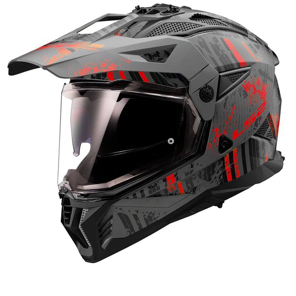LS2 MX702 Pioneer II Crazy Schwarz Rot Adventure Helm Größe 3XL