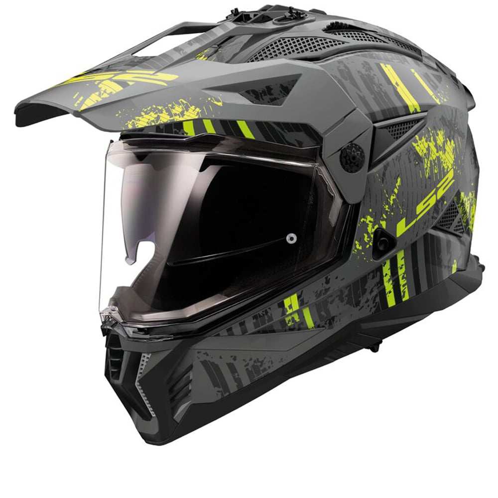 LS2 MX702 Pioneer II Crazy Matt Schwarz H-V Gelb Adventure Helm Größe 2XL