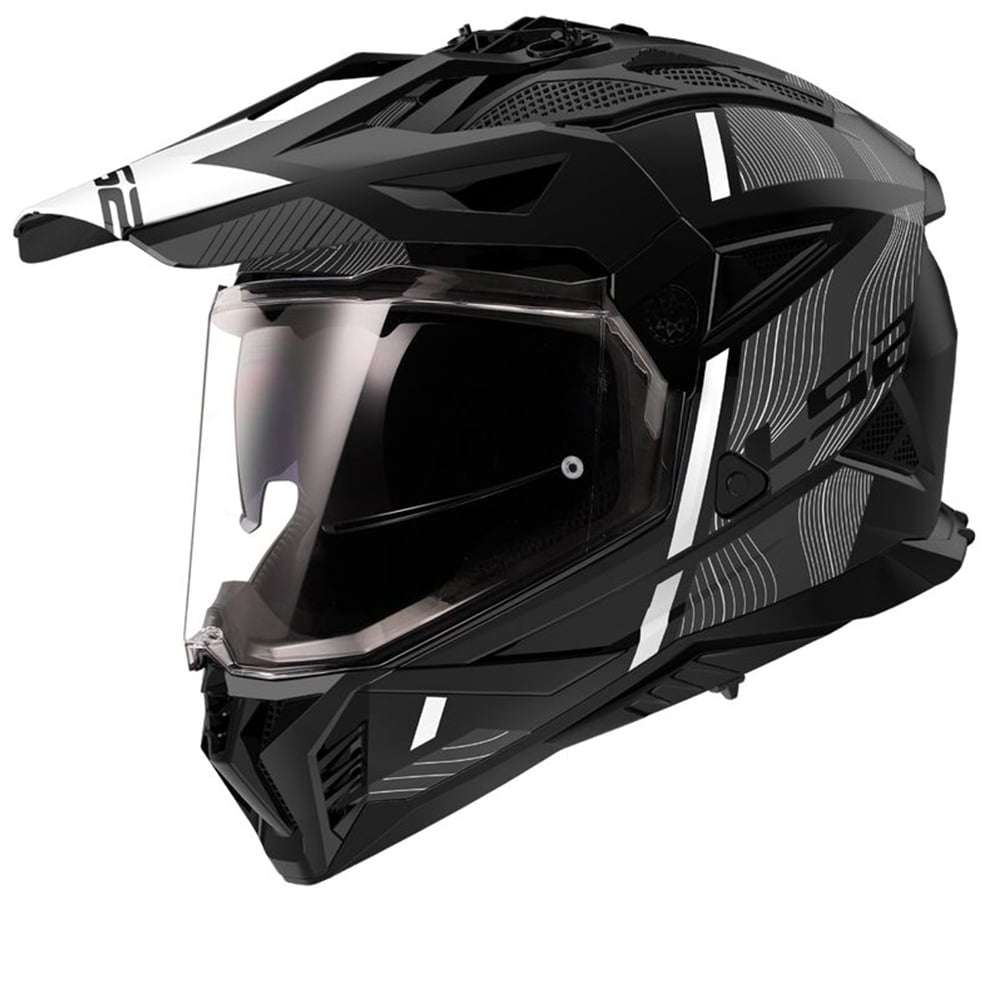 LS2 MX702 Pioneer II Hill Matt Schwarz Weiß Adventure Helm Größe 2XL