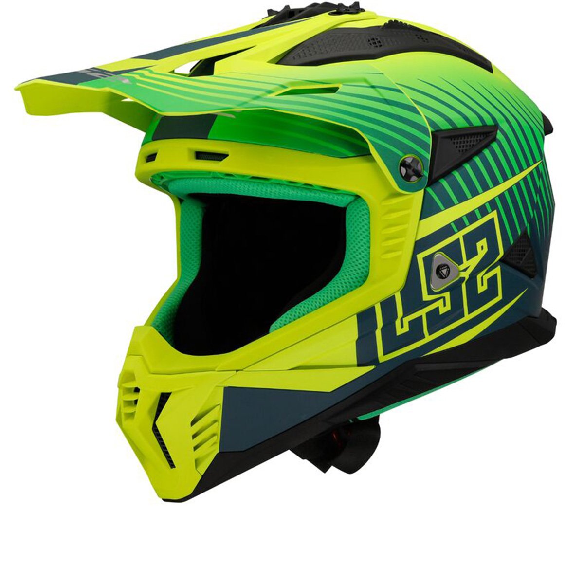 LS2 MX708 Fast II Duck M.H-V Grün H-V Gelb Motocross Helm Größe 2XL