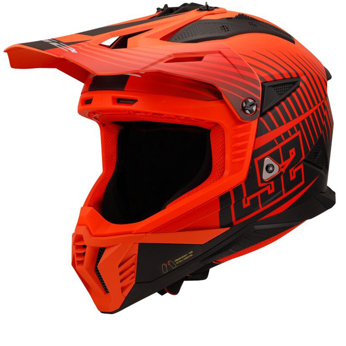 LS2 MX708 Fast II Duck M.H-V Orange Rot Motocross Helm Größe S