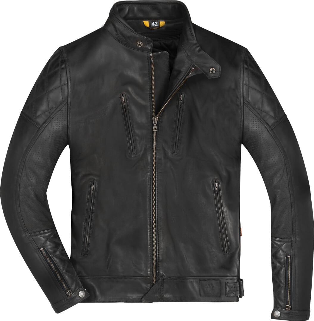 Merlin Wishaw D3O Leder-Motorradjacke Schwarz Größe XL