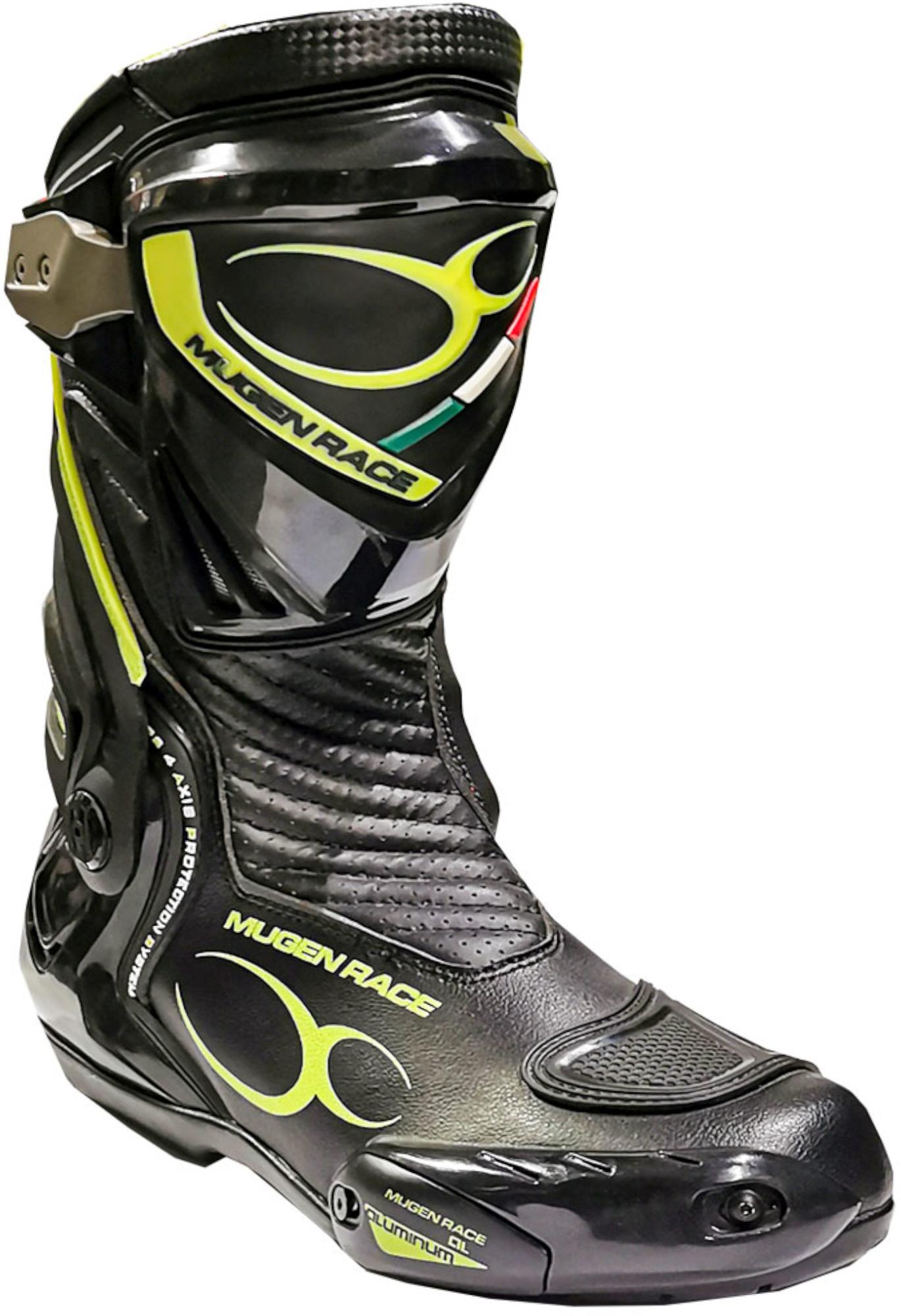MUGENRACE Sphantom 3 Perforierte Schwarze Neon Stiefel Größe 42