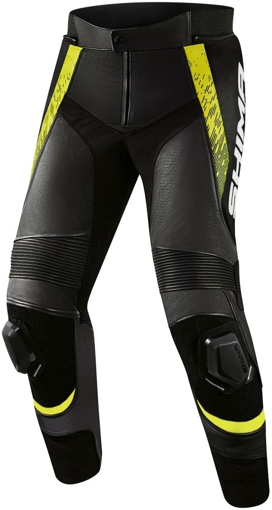SHIMA STR 2.0 Schwarz Gelb Motorrad Lederhose Größe 52