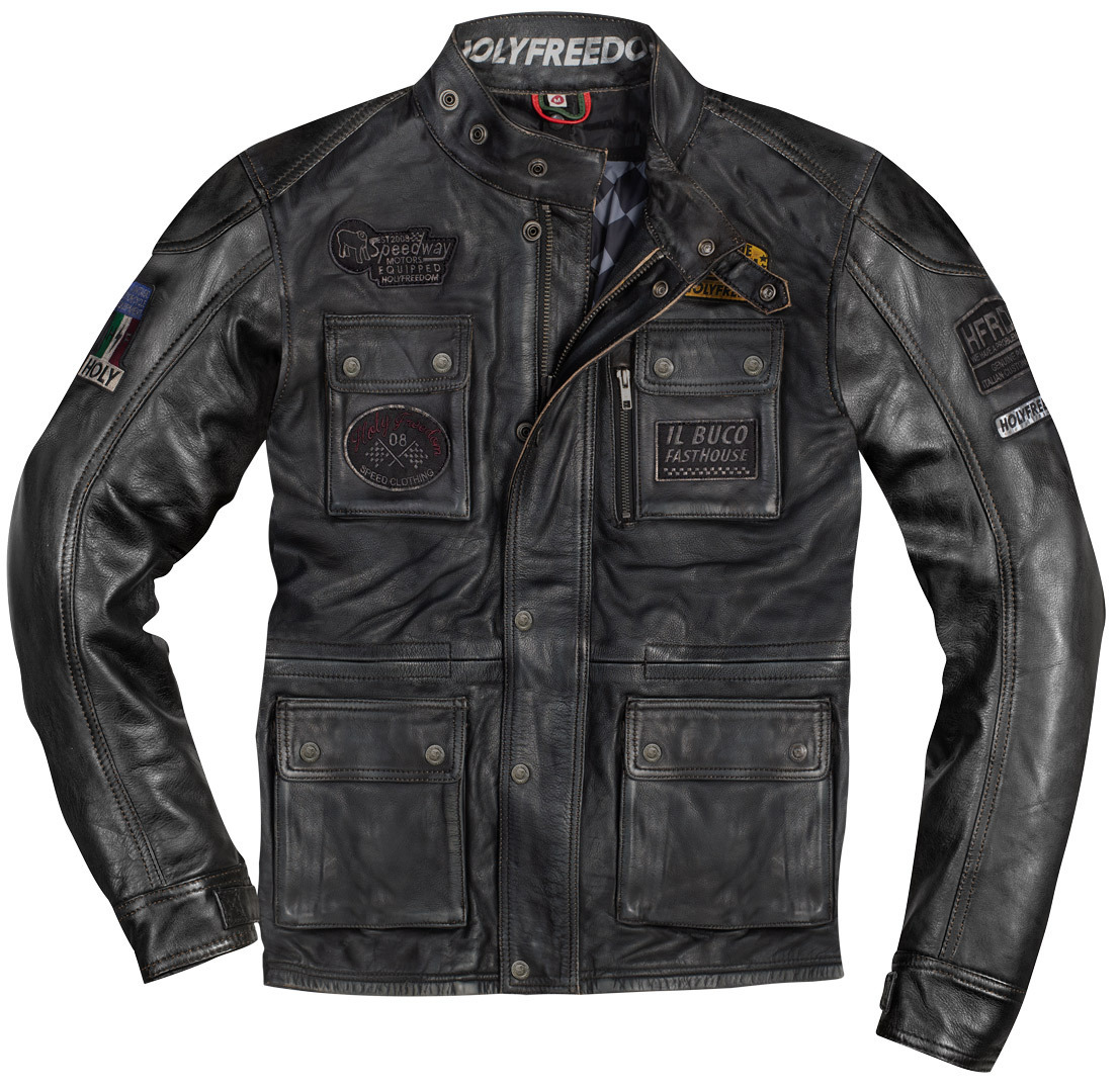 HolyFreedom Quattro Evolution Schwarz Motorrad Lederjacke Größe S