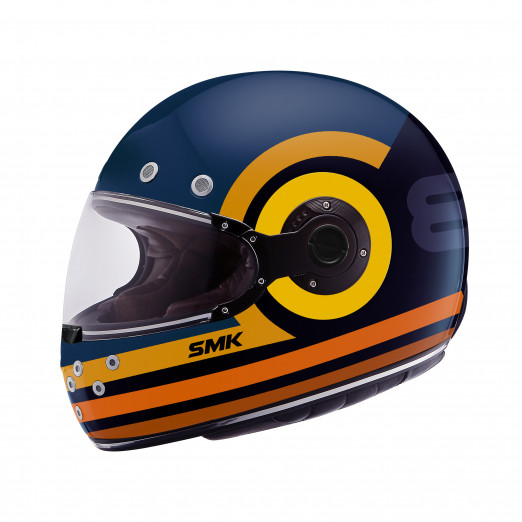 SMK Retro Ranko Blue Orange Full Face Helmet XS