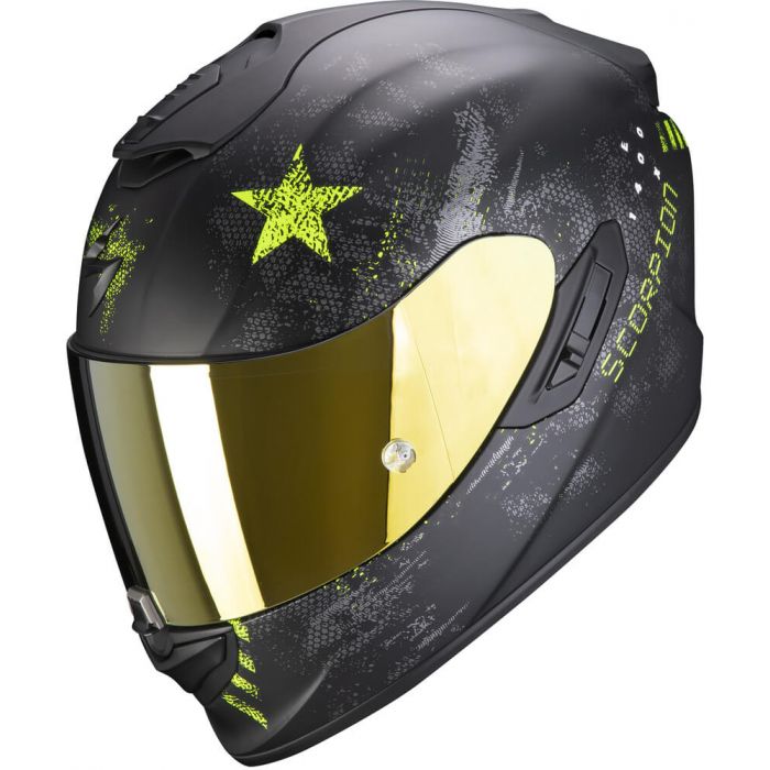 Scorpion EXO-1400 Air Asio Mat Noir Neon Jaune Casque Intégral XL